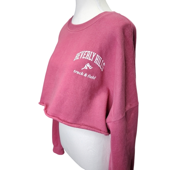 LA Hearts by Pacsun Beverly Hills Pink Cropped Sweatshirt Pullover Size … - Picture 3 of 8